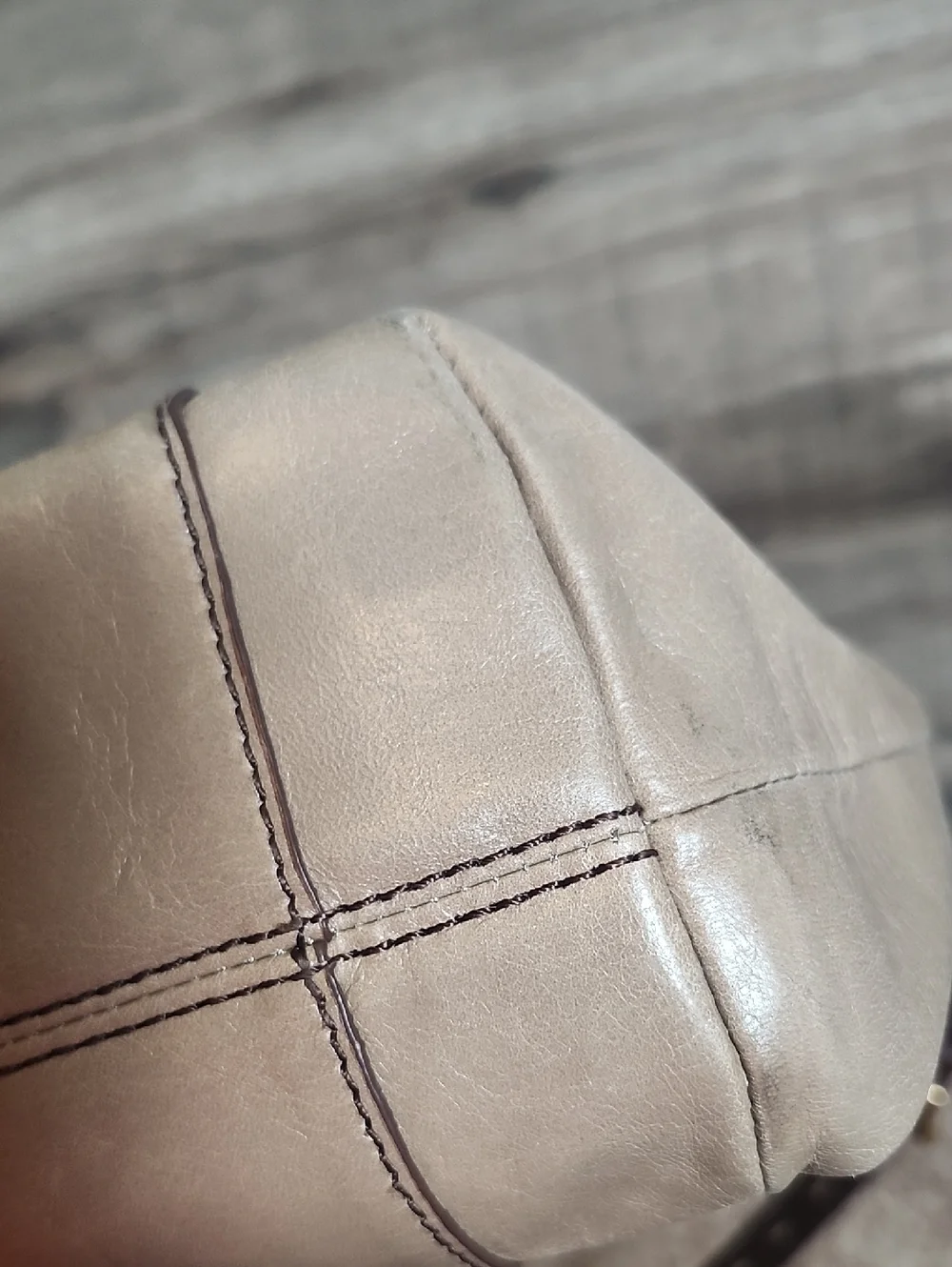 HOBO Taupe Leather Hobo with Brown Strap and Gold Hardware